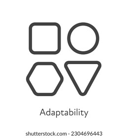 Outline style ui icons soft skill for business collection. Vector black linear illustration. Adaptability. Group of various abstract shapes adapt symbol isolated. Design for corporate training