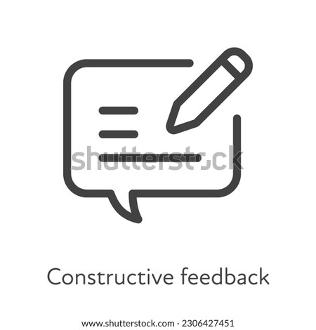 Outline style ui icons soft skill for business collection. Vector black linear illustration. Constructive feedback. Pan edit text in talk bubble symbol on white. Design for corporate training