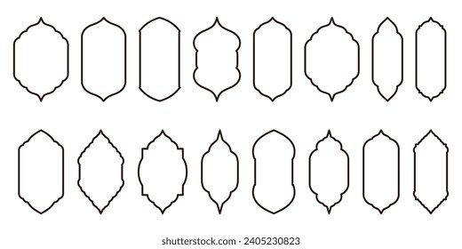 Umrissdesign für Vektorgrafiken mit islamischer Form. Vielseitige Illustrationen eignen sich ideal für Design-Projekte auf verschiedenen Plattformen.