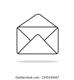 Outline Style Vector Envelope mail icon, isolated on white background. Mail,envelope,message flat icon. Long shadow. Vector illustration EPS10. Mailbox e-mail business concept. Mail Message Icon.