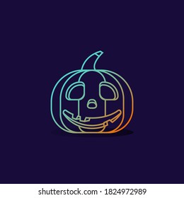 Dibujo vectorial de estilo de contorno de una calabaza tallada, adecuado para el día de Halloween.