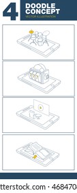 outline style vector illustration set