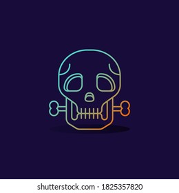Estilo de contorno de ilustración vectorial del cráneo, adecuado para el día de Halloween.