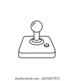 Outline style vector of a joystick controller. Simple black-and-white design great for minimalist gaming icons, retro devices, and interface elements
