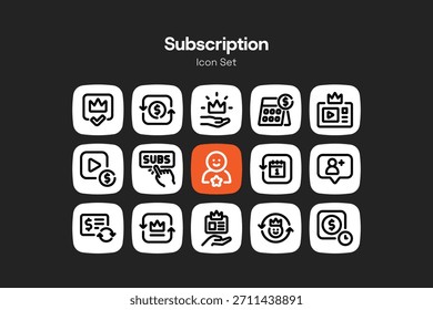 Conjunto de diseño de iconos de Suscripción de contorno