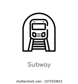 outline subway vector icon. isolated black simple line element illustration from city elements concept. editable vector stroke subway icon on white background