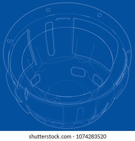 Outline subwoofer speaker. Vector rendering of 3d. Wire-frame style. The layers of visible and invisible lines are separated
