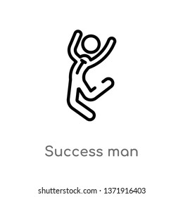 outline success man vector icon. isolated black simple line element illustration from business concept. editable vector stroke success man icon on white background