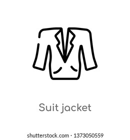 outline suit jacket vector icon. isolated black simple line element illustration from clothes concept. editable vector stroke suit jacket icon on white background