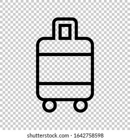 outline suitcase icon flat vector on transparent background