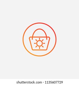 Outline summer bag icon,gradient illustration,vector shopping sign symbol