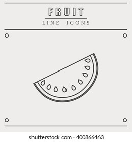 Outline summer fruit icon. Watermelon element. Thin line object for web and mobile. Vector flat design.