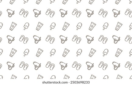Outline summer icon seamless pattern background