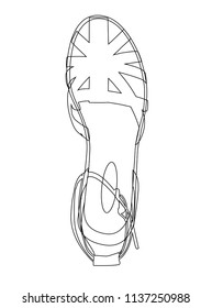 Outline Summer Shoes for Women. Light shoes, summer, vacation, fashion, shoe, elegance, style concept, illustration, outline.