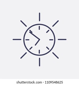 Outline summer time icon illustration,vector clock sign symbol