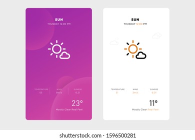 outline sun icon design concept on white and purple backgrounds. vector weather icon and web element for mobile applications