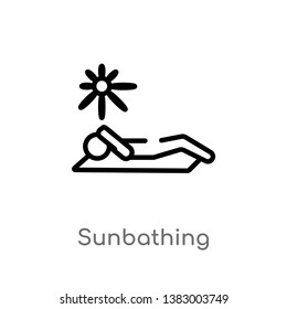 outline sunbathing vector icon. isolated black simple line element illustration from holidays concept. editable vector stroke sunbathing icon on white background