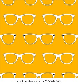 Outline sunglasses seamless pattern on yellow background. Can be used for wallpaper, web page background,Ã?Â decorating of textiles.
