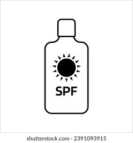 outline sunscreen icon, element of make up and cosmetics, black and white sunscreen bottle can be used for web and mobile