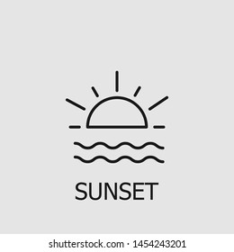 Outline sunset vector icon. Sunset illustration for web, mobile apps, design. Sunset vector symbol.