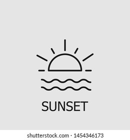 Outline sunset vector icon. Sunset illustration for web, mobile apps, design. Sunset vector symbol.