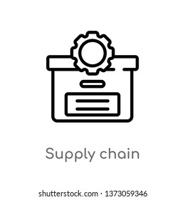 outline supply chain vector icon. isolated black simple line element illustration from delivery and logistics concept. editable vector stroke supply chain icon on white background