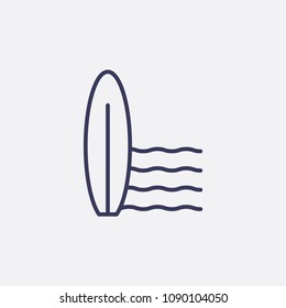 Outline surfboard icon illustration,vector surfing sign symbol