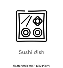 outline sushi dish vector icon. isolated black simple line element illustration from food concept. editable vector stroke sushi dish icon on white background