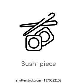 outline sushi piece vector icon. isolated black simple line element illustration from bistro and restaurant concept. editable vector stroke sushi piece icon on white background