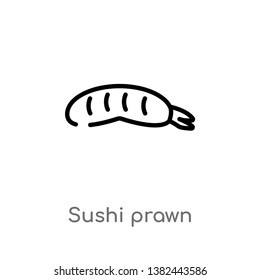 outline sushi prawn vector icon. isolated black simple line element illustration from food concept. editable vector stroke sushi prawn icon on white background