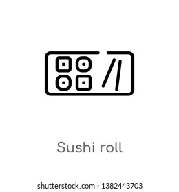 outline sushi roll vector icon. isolated black simple line element illustration from food concept. editable vector stroke sushi roll icon on white background