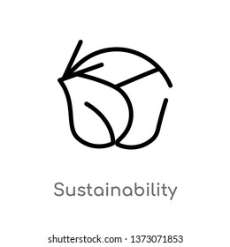 outline sustainability vector icon. isolated black simple line element illustration from ecology concept. editable vector stroke sustainability icon on white background