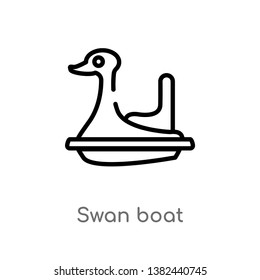 Outline Swan Boat Vector Icon. Isolated Black Simple Line Element Illustration From Entertainment Concept. Editable Vector Stroke Swan Boat Icon On White Background