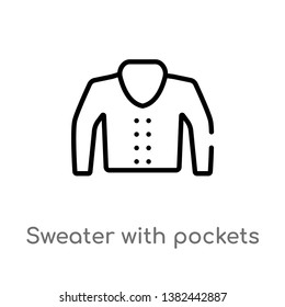 outline sweater with pockets vector icon. isolated black simple line element illustration from fashion concept. editable vector stroke sweater with pockets icon on white background