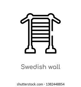 outline swedish wall vector icon. isolated black simple line element illustration from gym and fitness concept. editable vector stroke swedish wall icon on white background