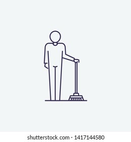 Outline sweeper worker icon illustration. isolated vector sign symbol
