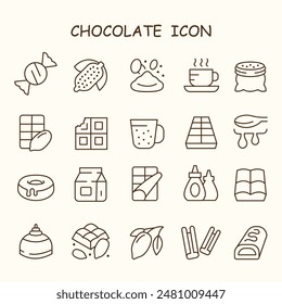 OUTLINE SWEET CHOCOLATE ICON SET