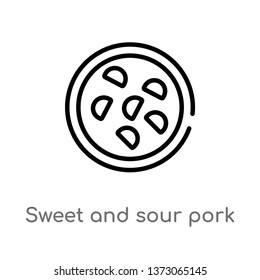 outline sweet and sour pork vector icon. isolated black simple line element illustration from culture concept. editable vector stroke sweet and sour pork icon on white background