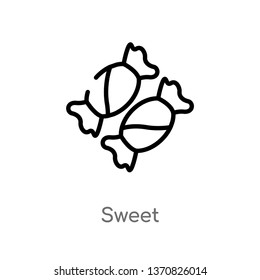 outline sweet vector icon. isolated black simple line element illustration from birthday party and wedding concept. editable vector stroke sweet icon on white background