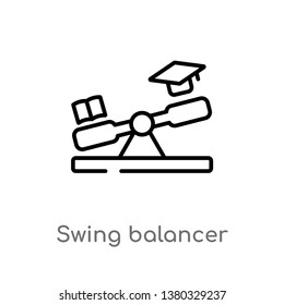 outline swing balancer vector icon. isolated black simple line element illustration from education concept. editable vector stroke swing balancer icon on white background