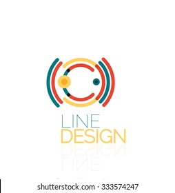 Outline swirl and circle minimal abstract geometric logo, linear business icon made of line segments, elements. Vector illustration of loop, inifnity concepts