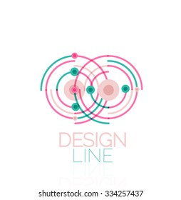 Outline swirl and circle minimal abstract geometric logo, linear business icon made of line segments, elements. Vector illustration of loop, inifnity concepts