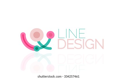 Outline swirl and circle minimal abstract geometric logo, linear business icon made of line segments, elements. Vector illustration of loop, inifnity concepts
