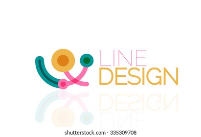 Outline swirl and circle minimal abstract geometric logo, linear business icon made of line segments, elements. Vector illustration of loop, inifnity concepts