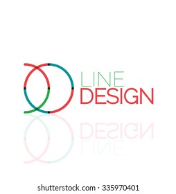 Outline swirl and circle minimal abstract geometric logo, linear business icon made of line segments, elements. Vector illustration of loop, inifnity concepts