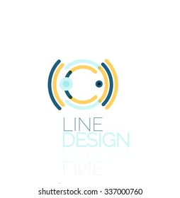 Outline swirl and circle minimal abstract geometric logo, linear business icon made of line segments, elements. Vector illustration of loop, inifnity concepts