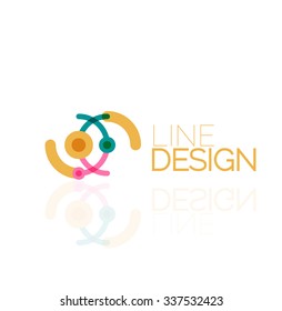 Outline swirl and circle minimal abstract geometric logo, linear business icon made of line segments, elements. Vector illustration of loop, inifnity concepts