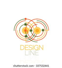 Outline swirl and circle minimal abstract geometric logo, linear business icon made of line segments, elements. Vector illustration of loop, inifnity concepts
