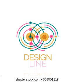 Outline swirl and circle minimal abstract geometric logo, linear business icon made of line segments, elements. Vector illustration of loop, inifnity concepts