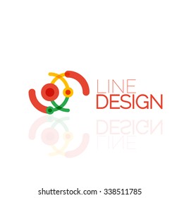 Outline swirl and circle minimal abstract geometric logo, linear business icon made of line segments, elements. Vector illustration of loop, inifnity concepts